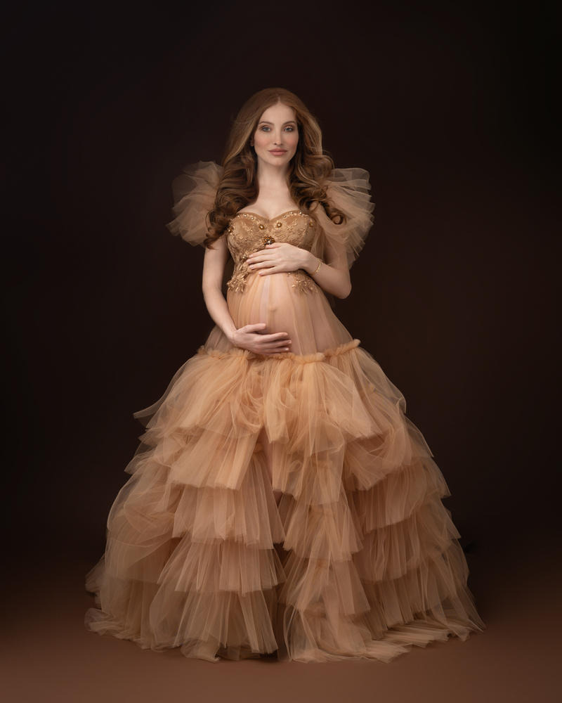 pregnant lady in beautiful dress